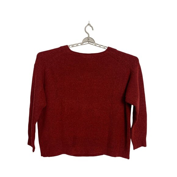 Ava & Viv Women V-Neck 3/4 Sleeves Stretchy Red Knit Winter Sweater Plus Size 3X - Picture 4 of 10